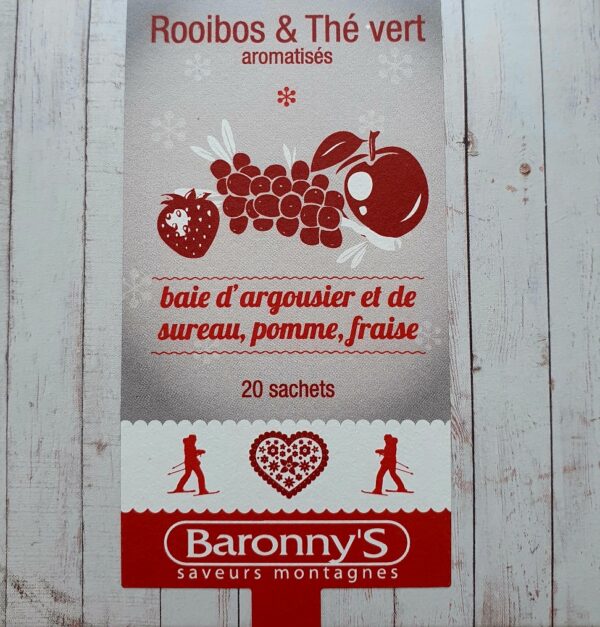 Rooibos et thé vert baie d'argousier, sureau, pomme, fraise