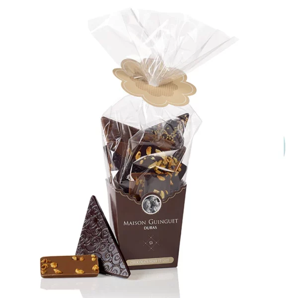 Boîte à sac 250g chocolats noir et lait